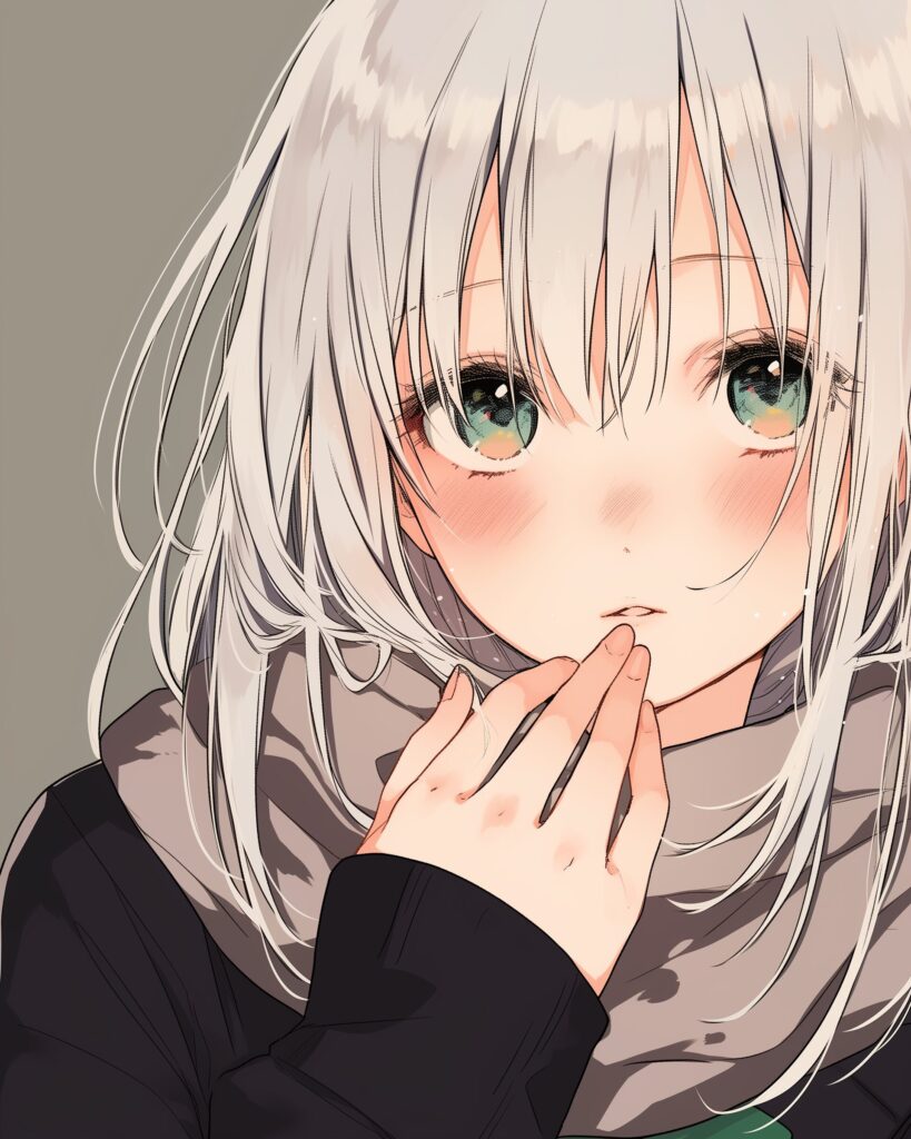 銀髪パーカー女子０