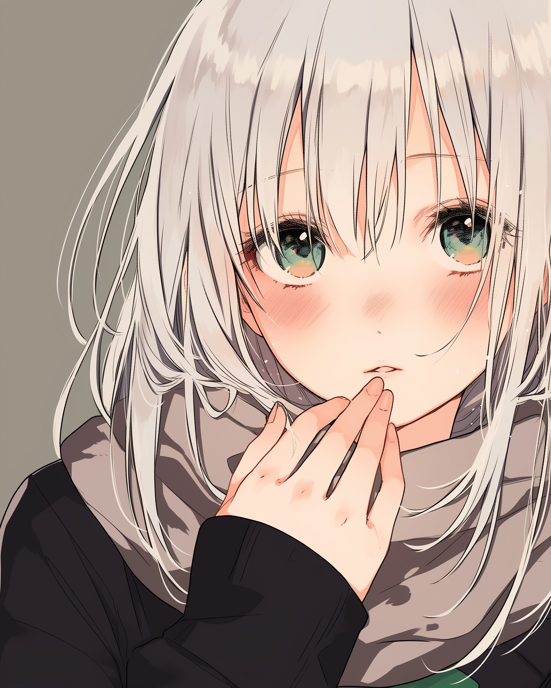 銀髪パーカー女子０
