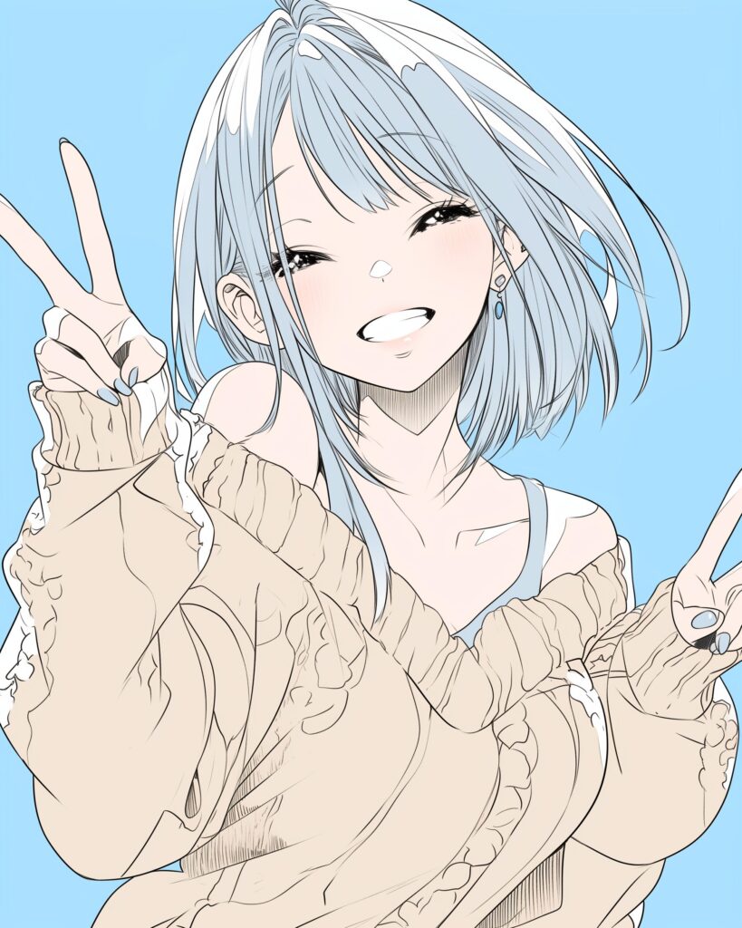 銀髪ピース女子０