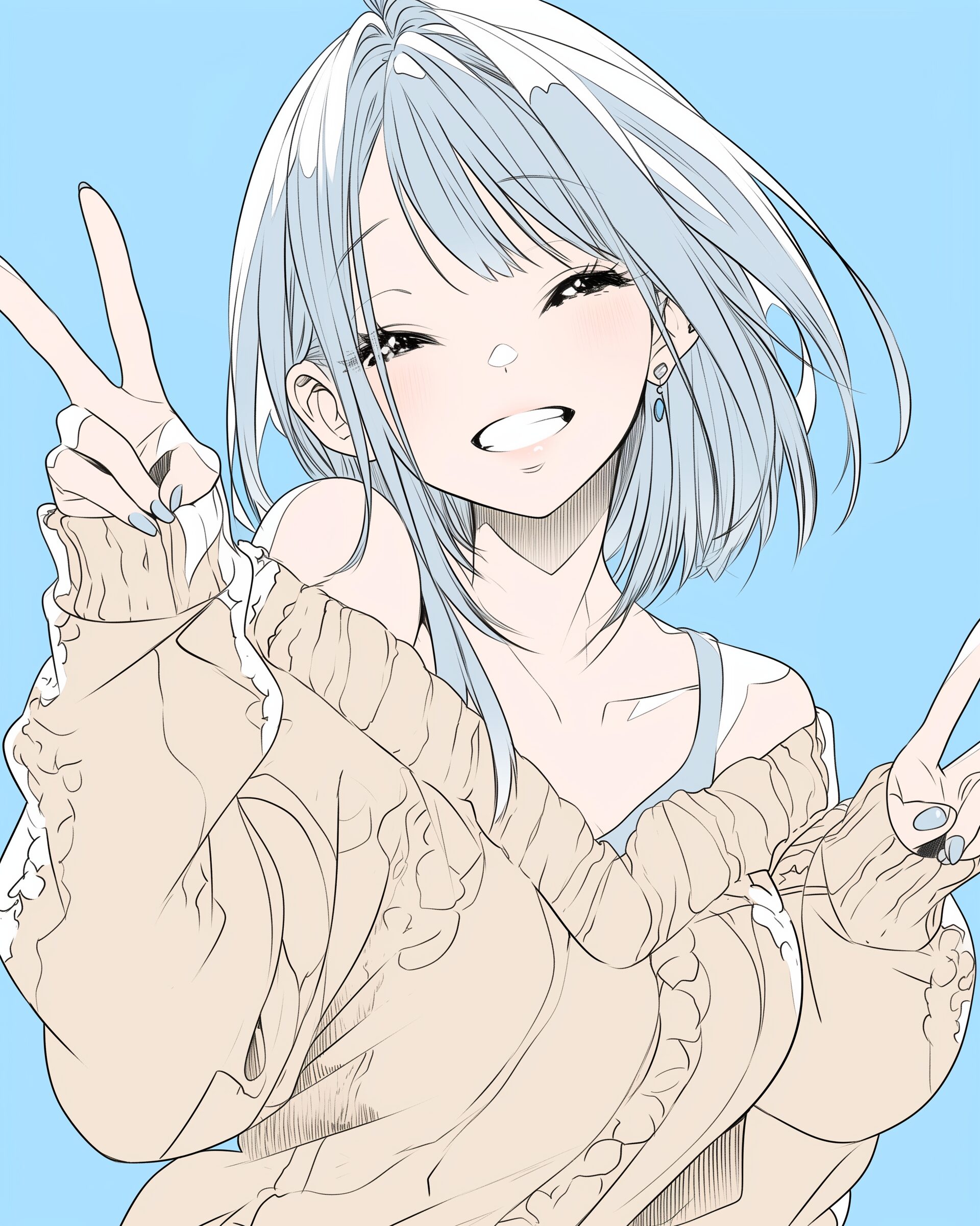 銀髪ピース女子０