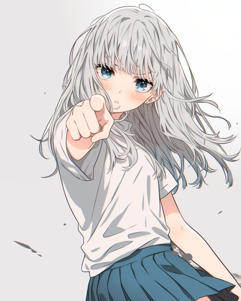 銀髪指差し女子０
