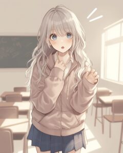 ピンクパーカー驚き女子０