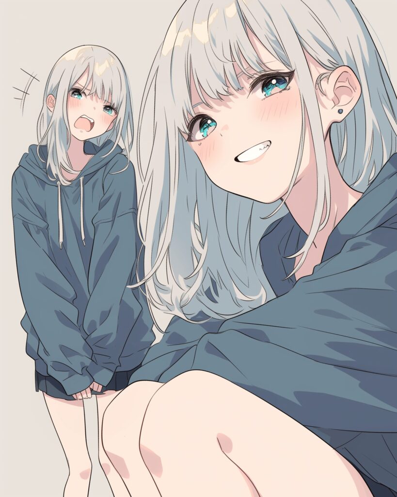 銀髪パーカー女子０