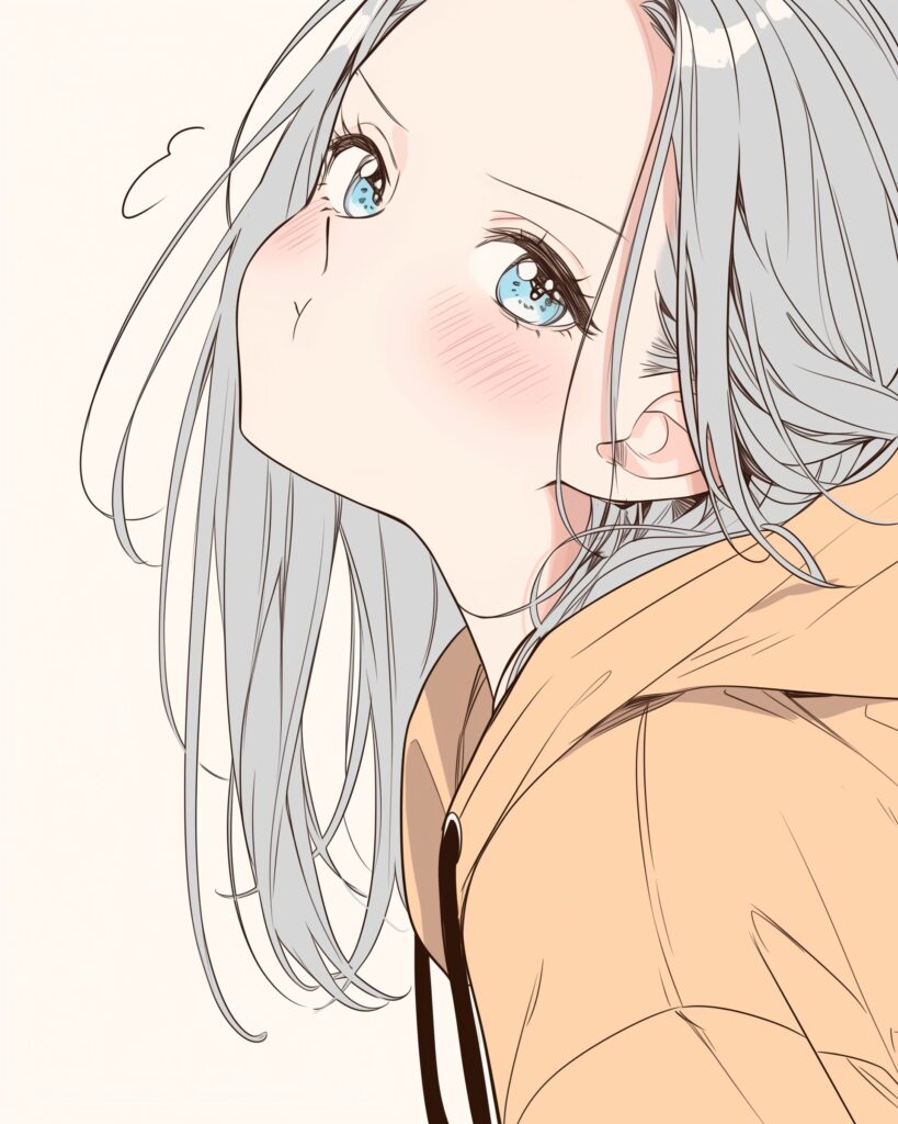 顔アップ銀髪女子０