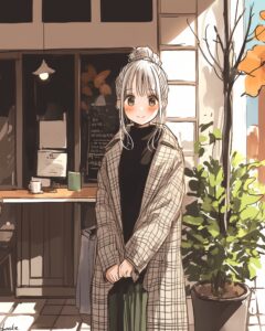 カフェで待ち合わせ女子０