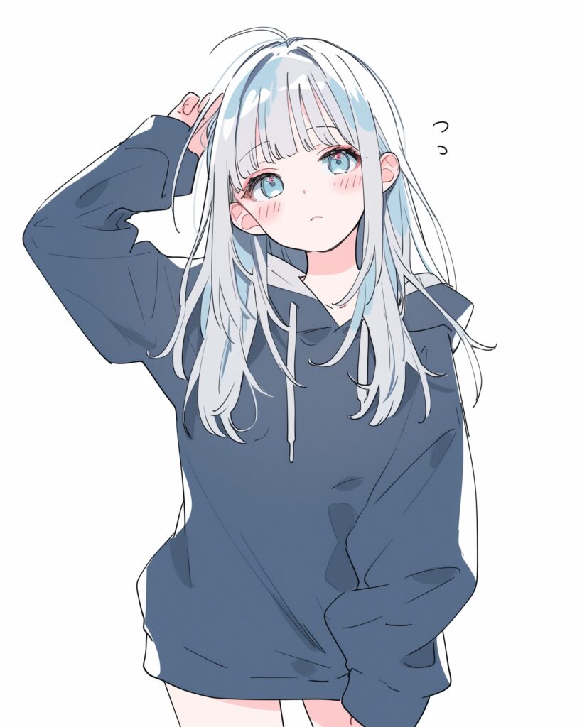 銀髪パーカー女子０