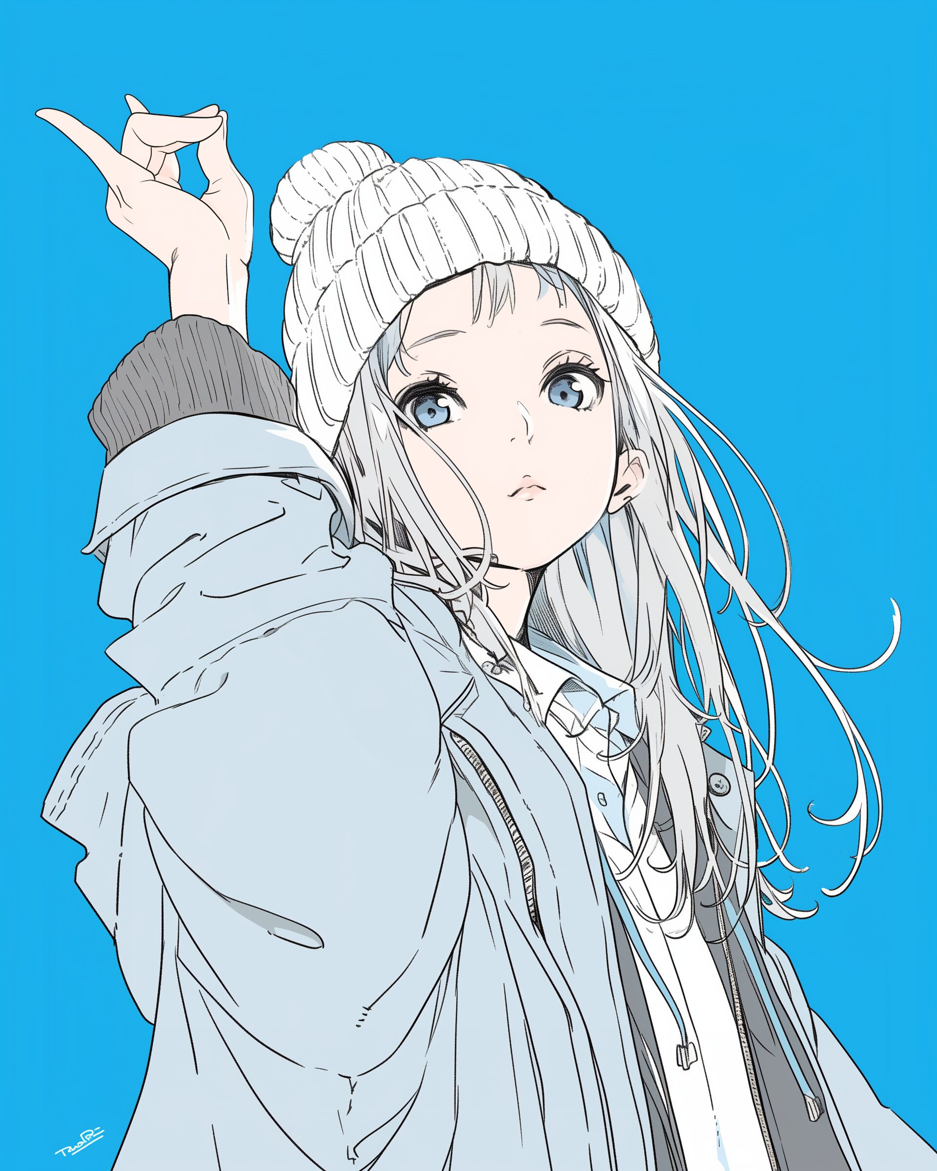 ニット帽女子1