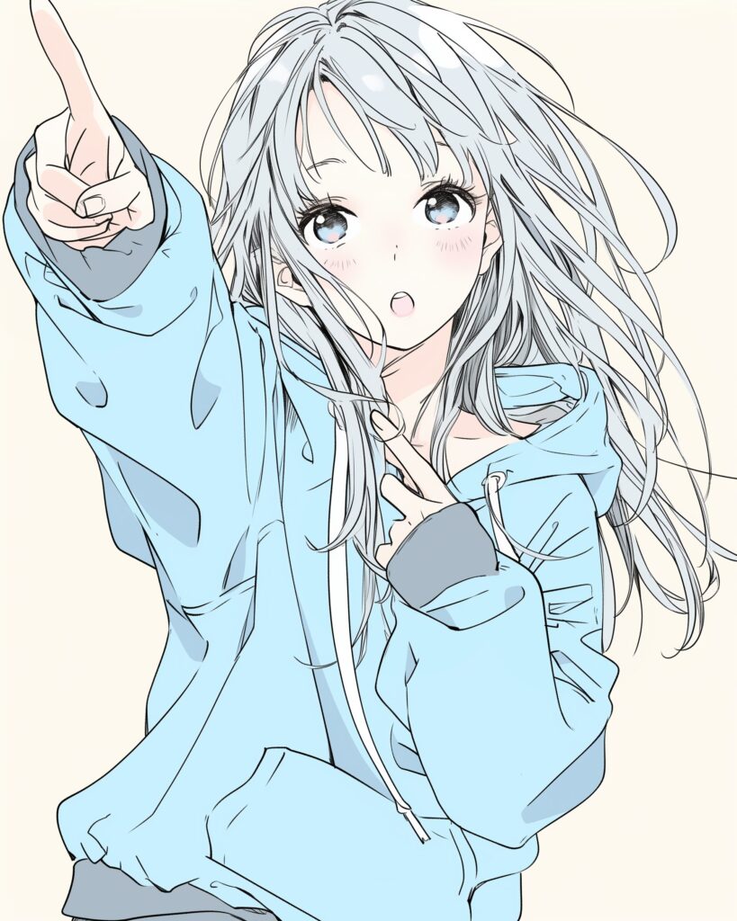 銀髪パーカー女子１