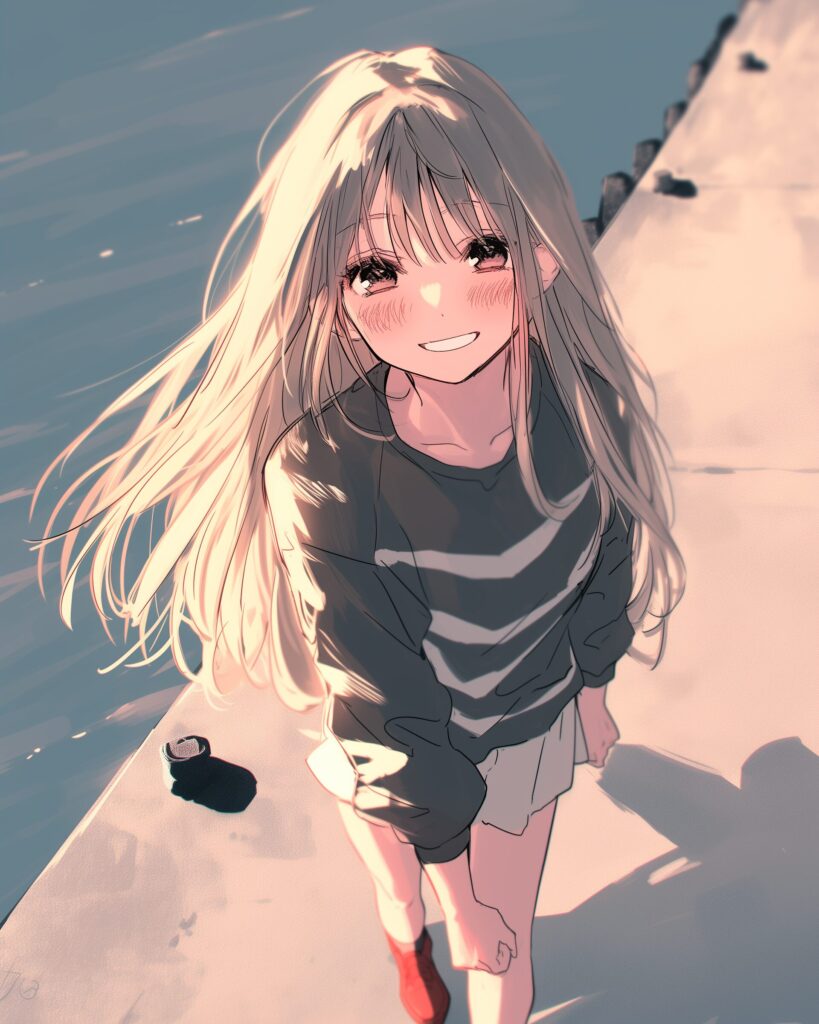 海辺を散歩する女子１