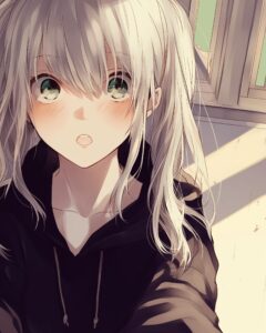 銀髪パーカー女子０