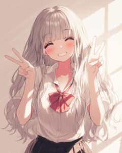 銀髪ピース女子０