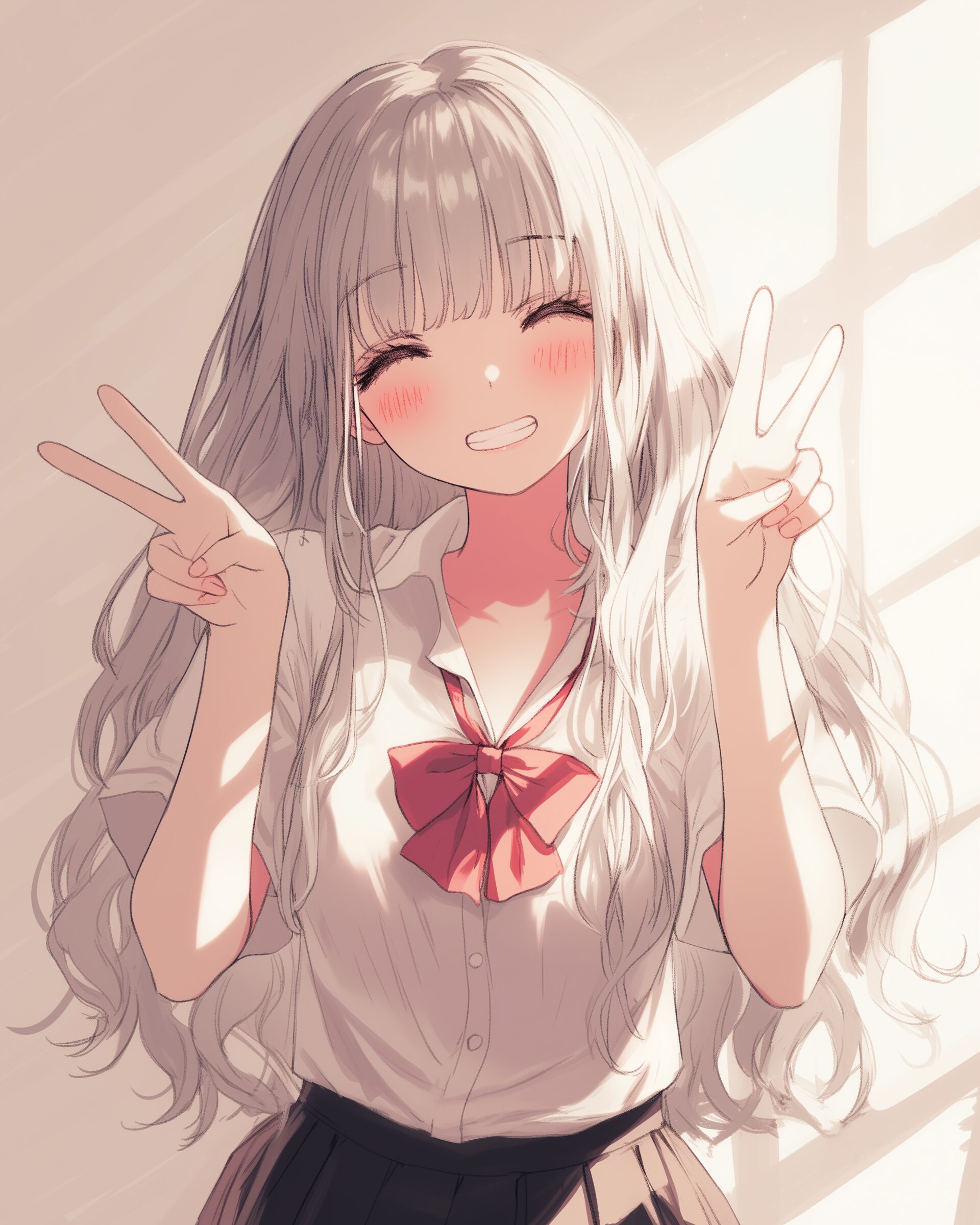 銀髪ピース女子０