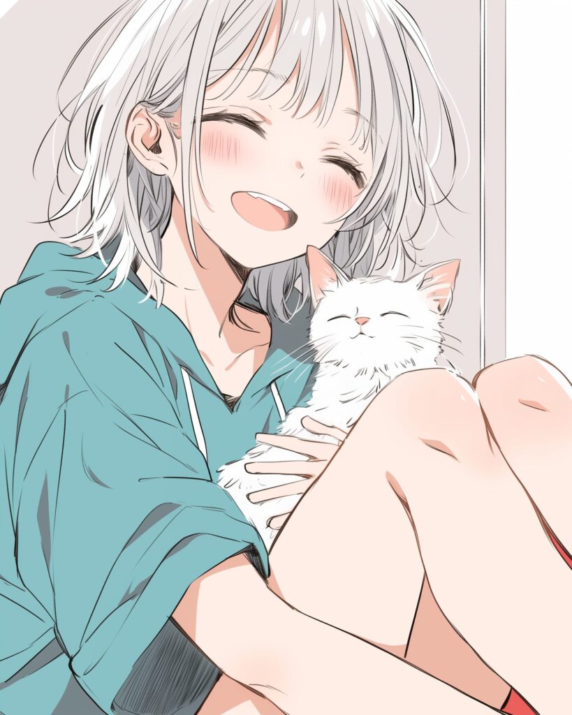 猫と遊ぶ女の子０