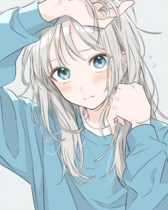 銀髪の制服女子０