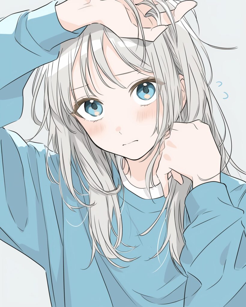 銀髪の制服女子０