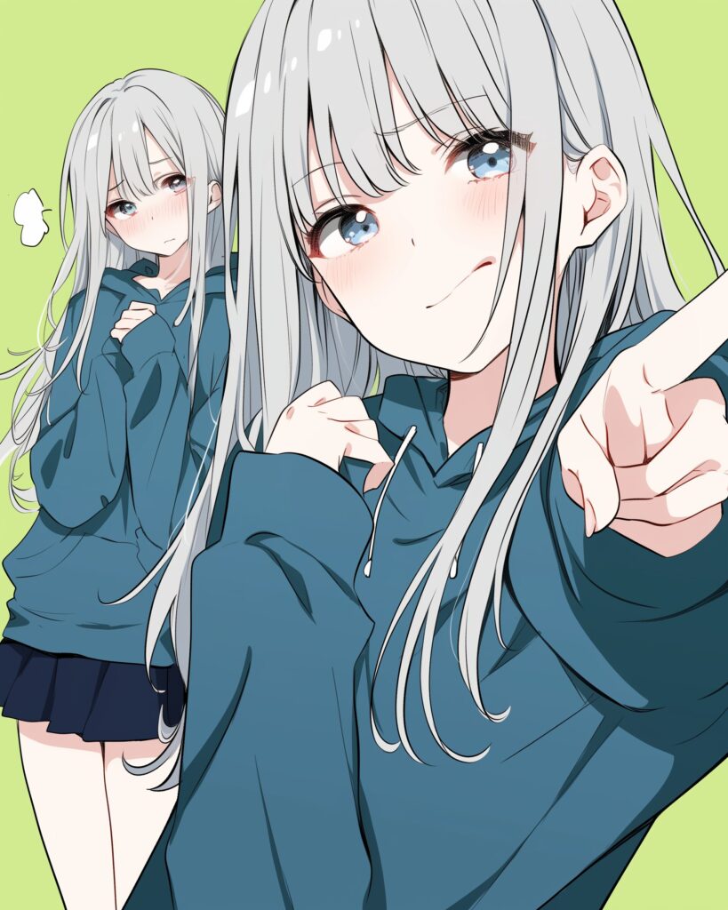 銀髪パーカー女子０
