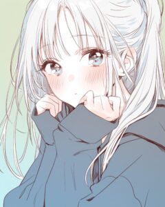 顔アップ銀髪女子０