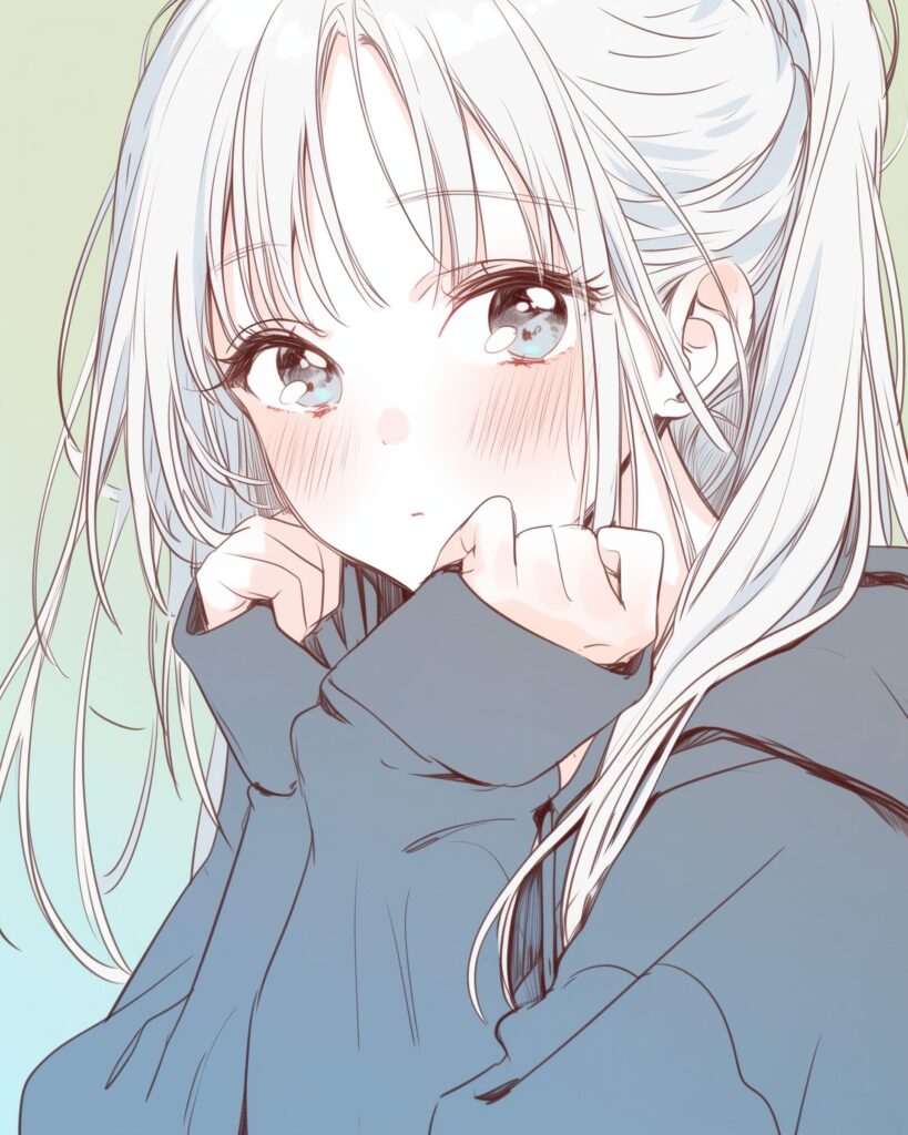 顔アップ銀髪女子０