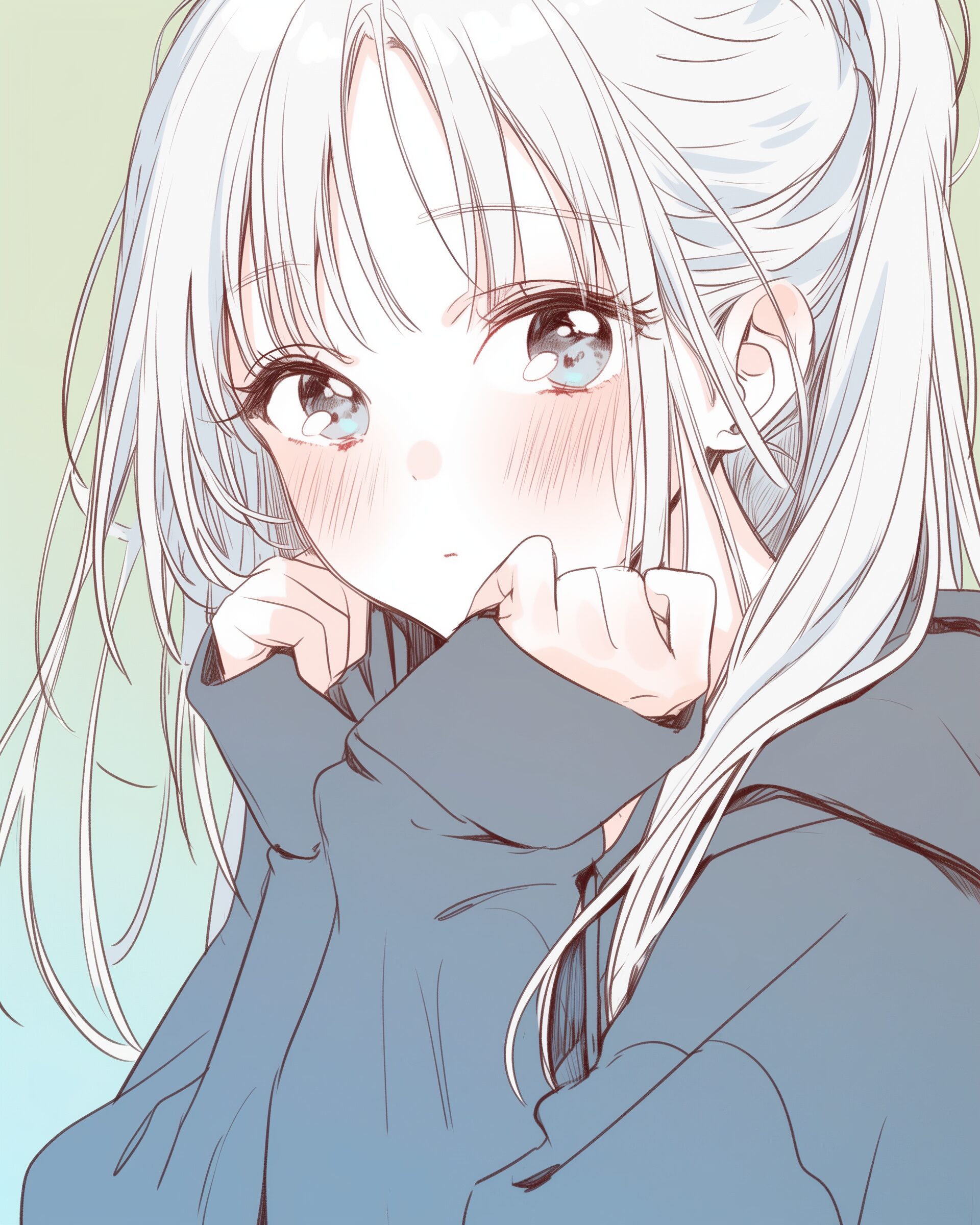 顔アップ銀髪女子0