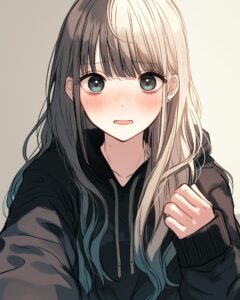 銀髪パーカー女子０