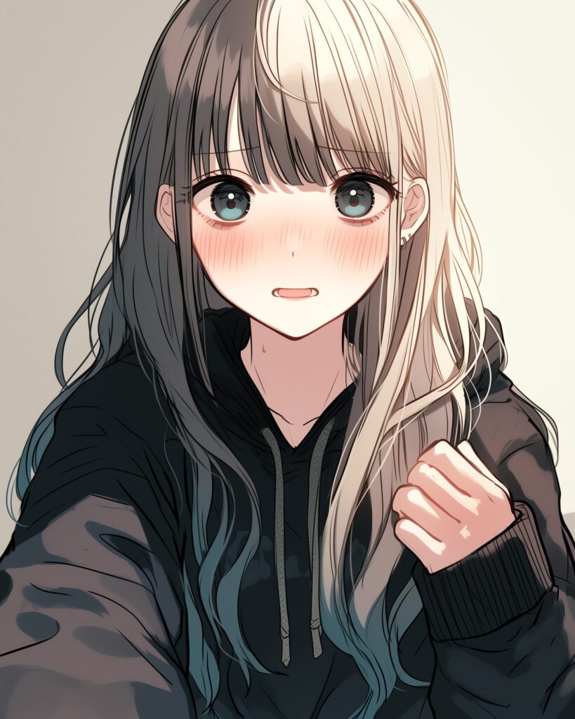 銀髪パーカー女子０