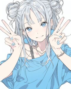 銀髪ピース女子０