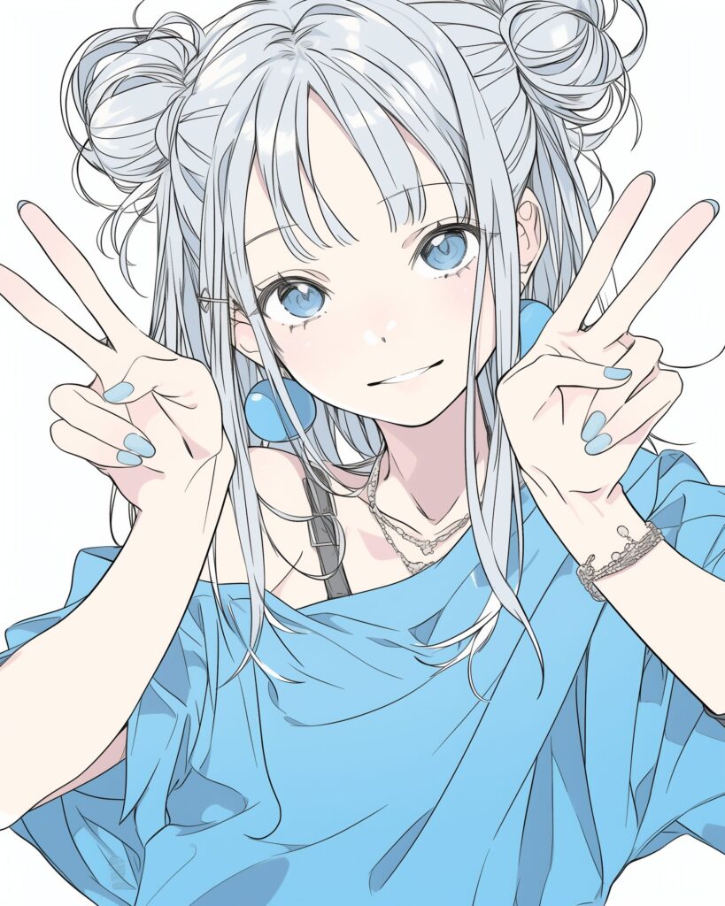 銀髪ピース女子０