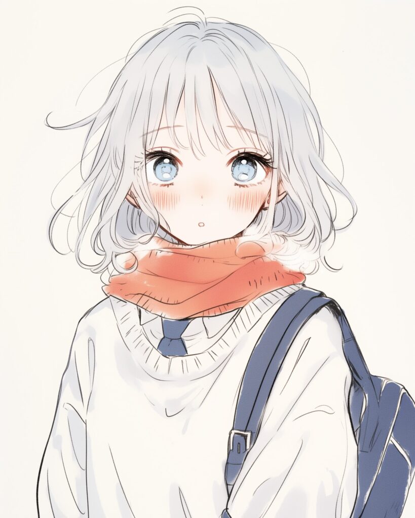 銀髪の制服女子０