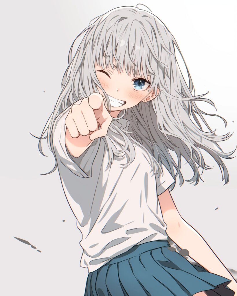 銀髪指差し女子０