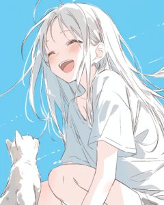 猫と遊ぶ女の子０