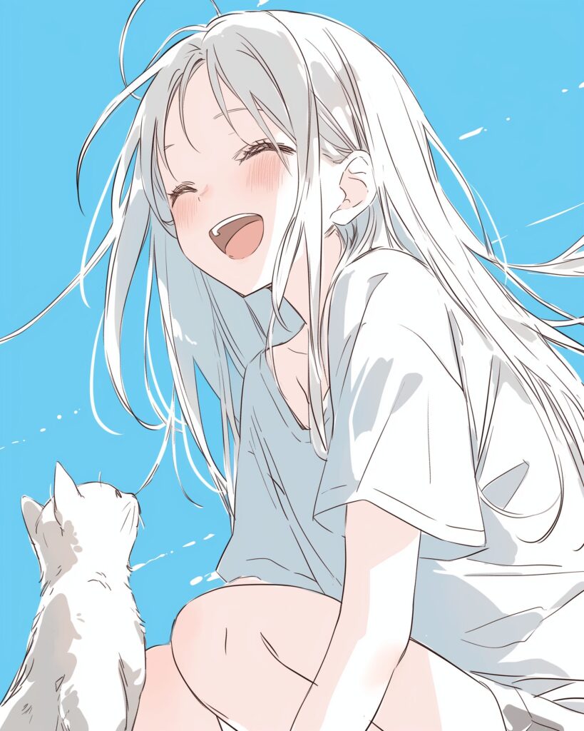 猫と遊ぶ女の子０