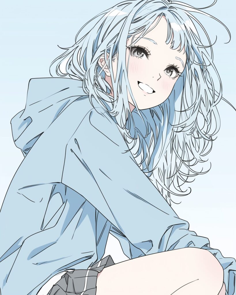 顔アップ銀髪女子０