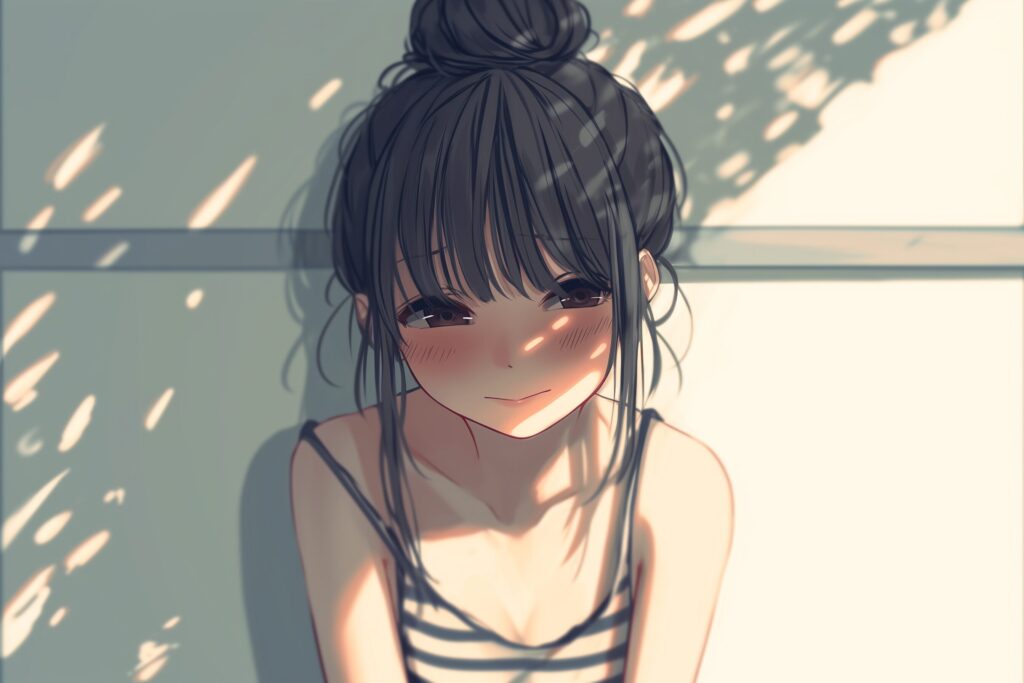 お団子ヘア女子０
