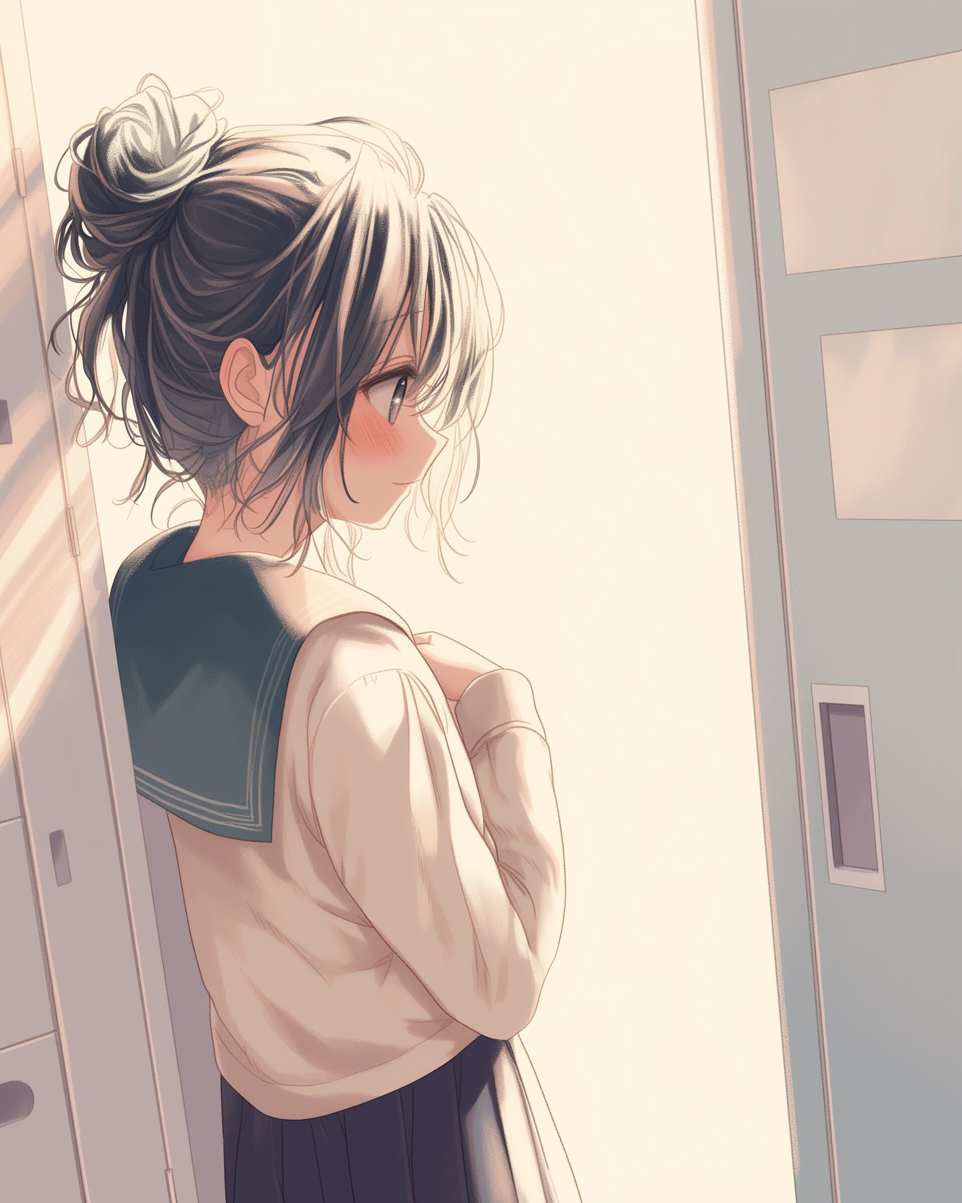 お団子ヘア女子0