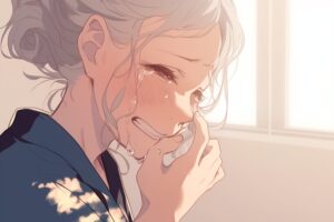 涙を流すおばあちゃん０