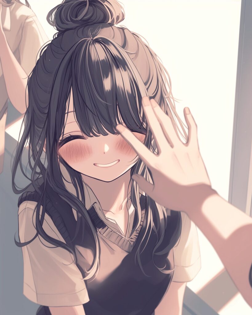 お団子ヘア女子０