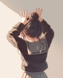 お団子ヘア女子０