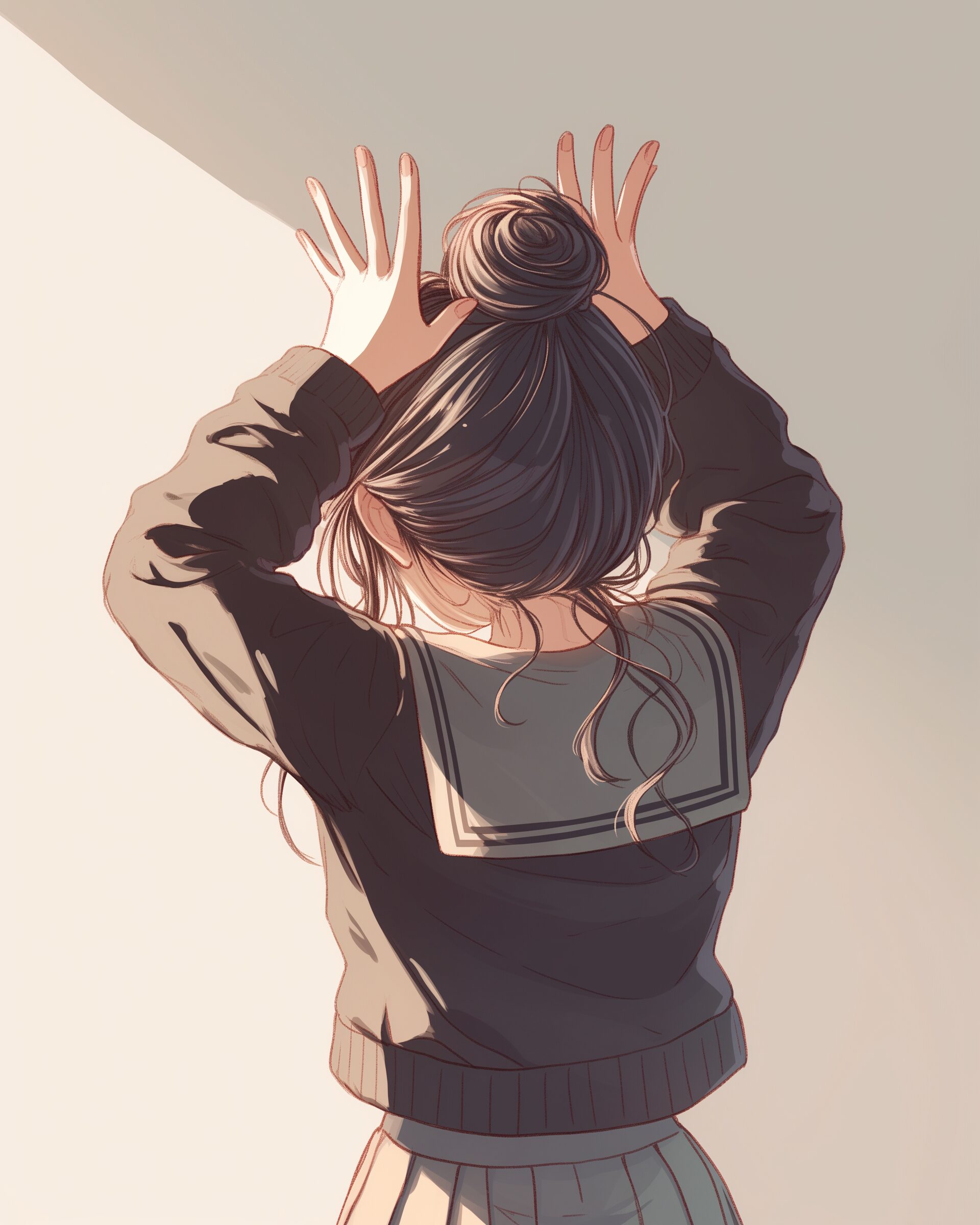 お団子ヘア女子0