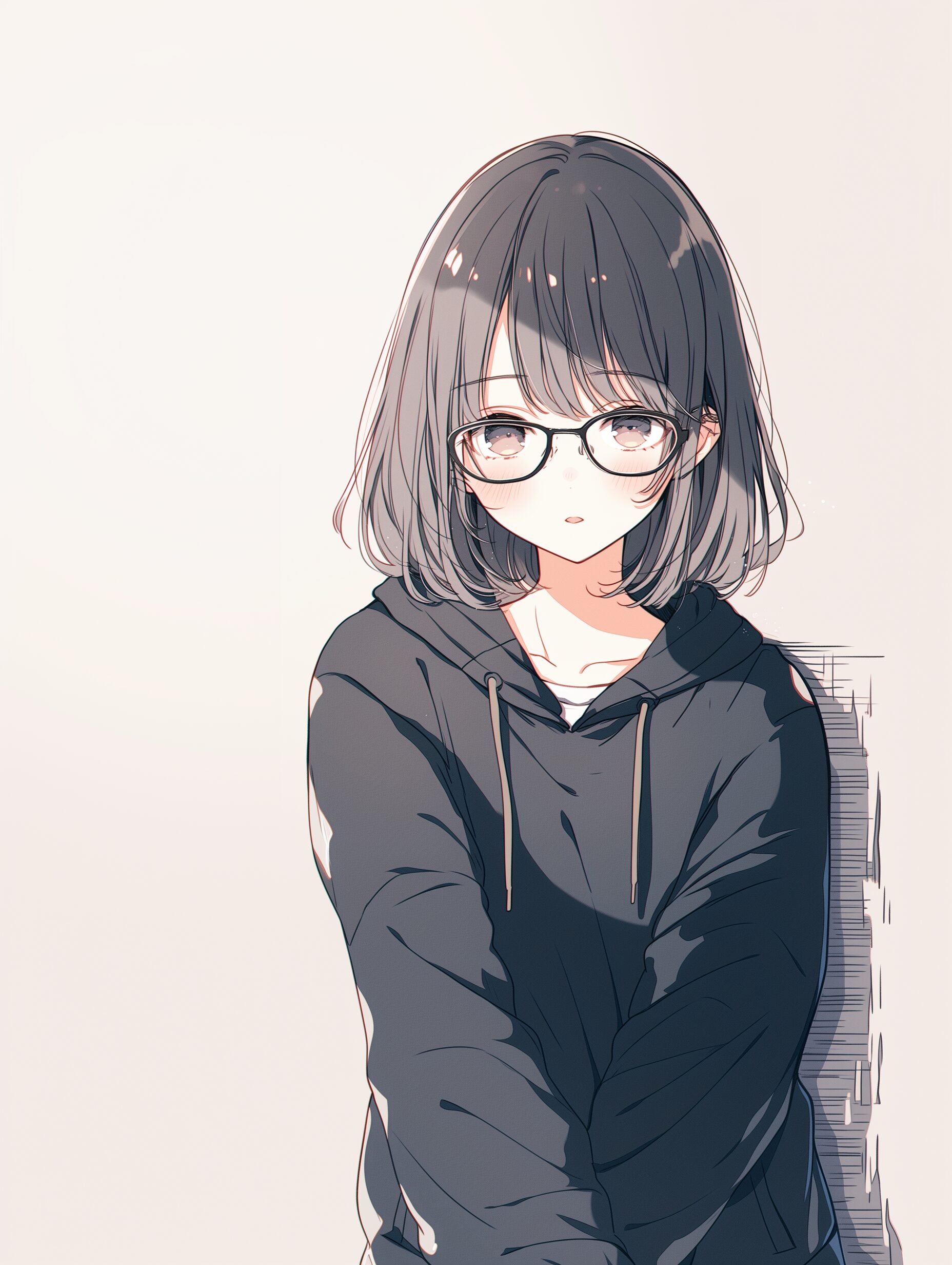 黒髪パッツンめがね女子0