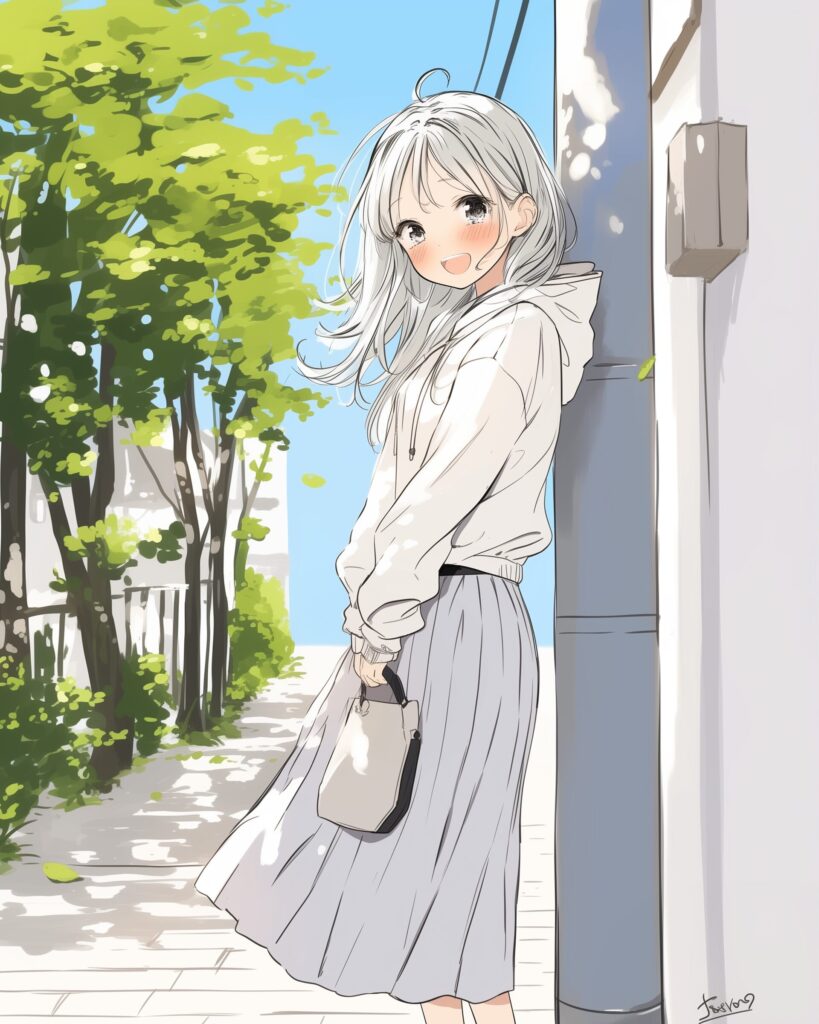 銀髪恥ずかしがり女子０