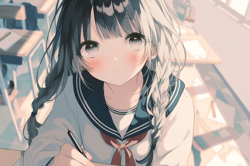 勉強頑張る女子０