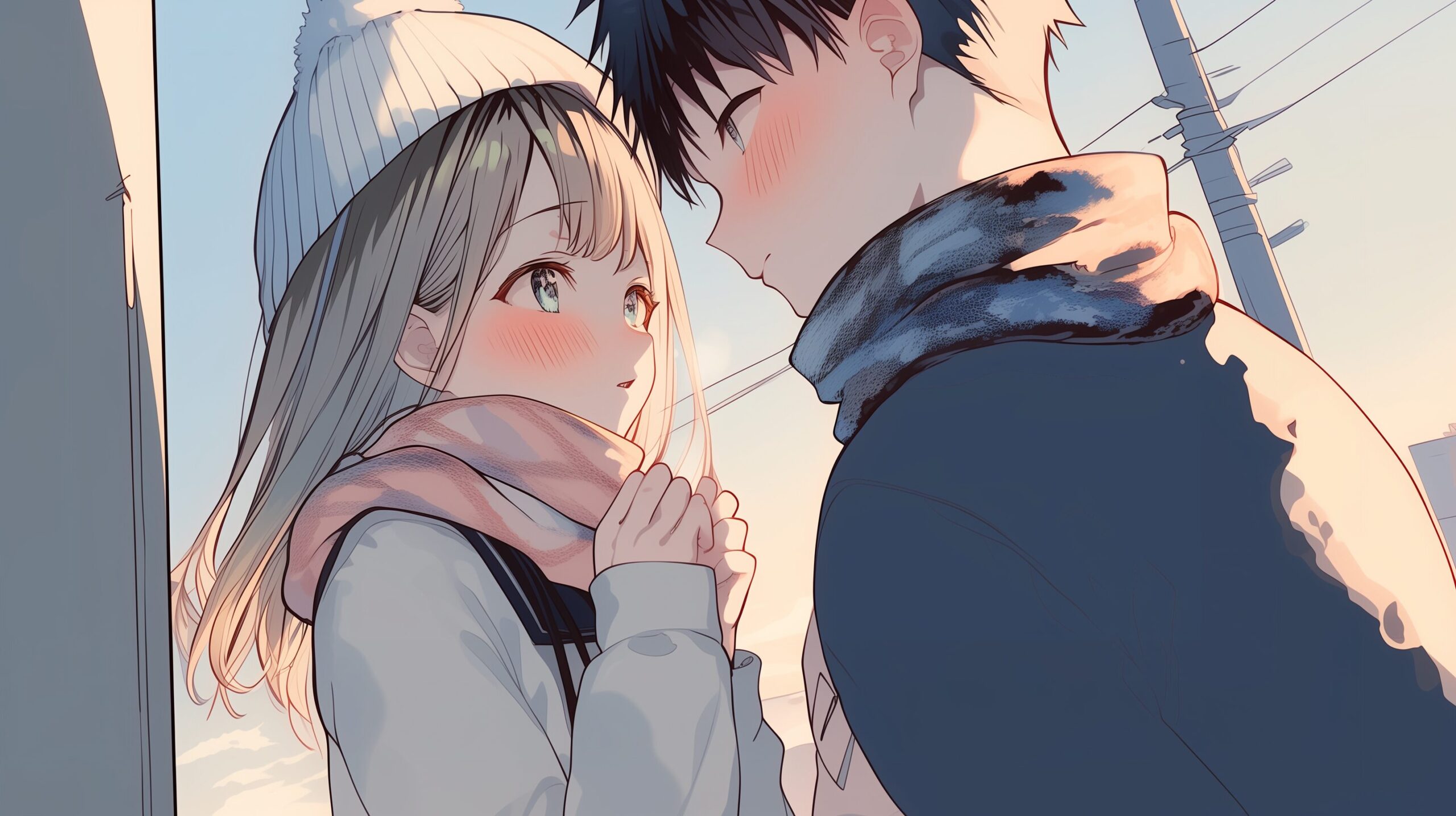 夕日とカップル０