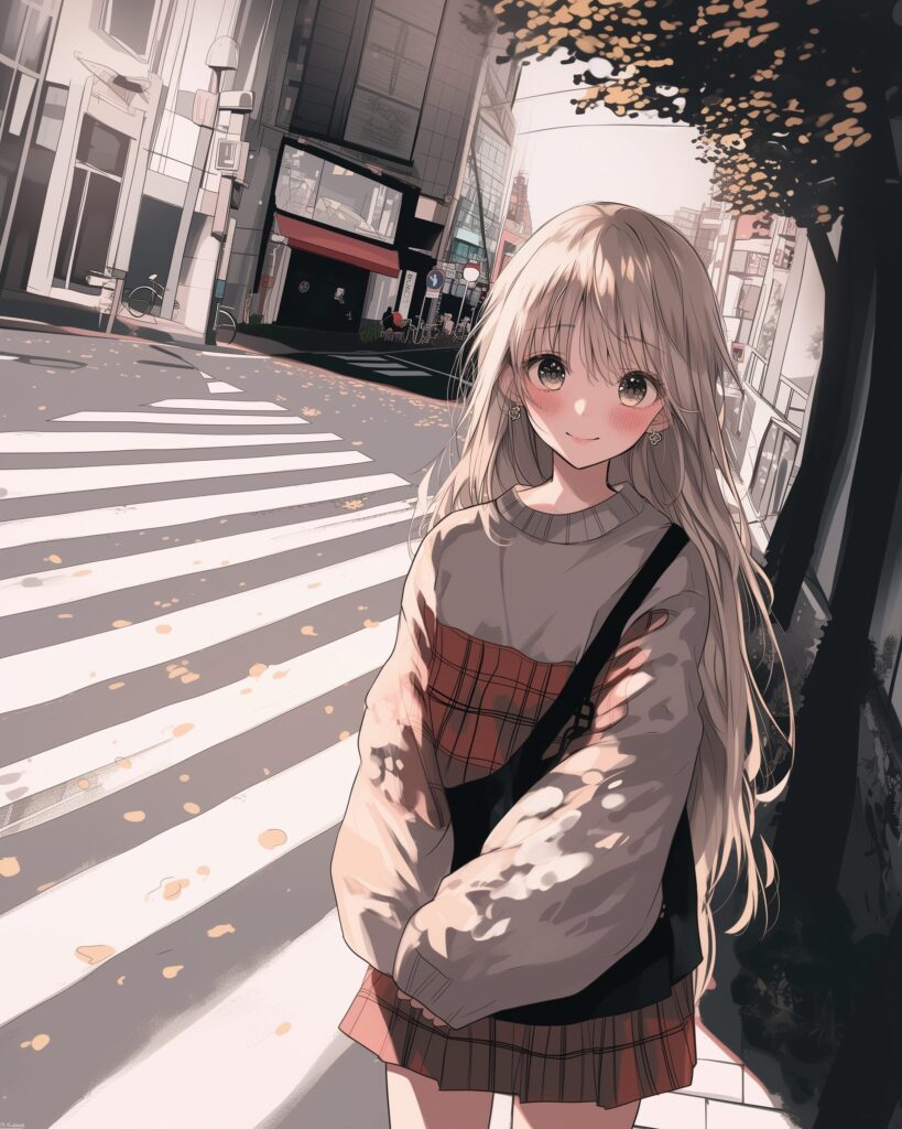 笑顔の銀髪女子０