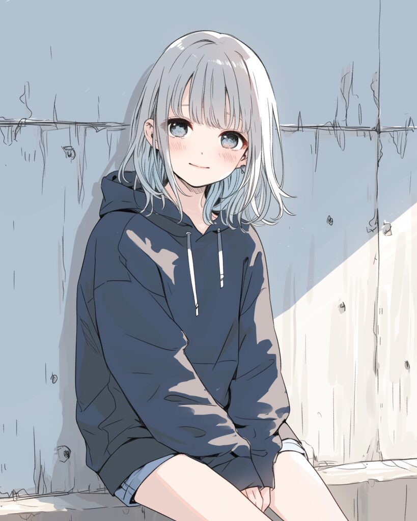 黒パーカー女子０