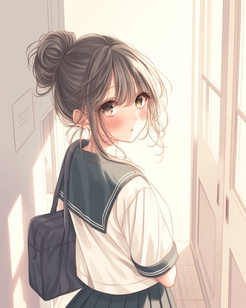 お団子ヘア女子０