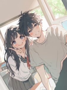 カップルイラスト・卒業式０