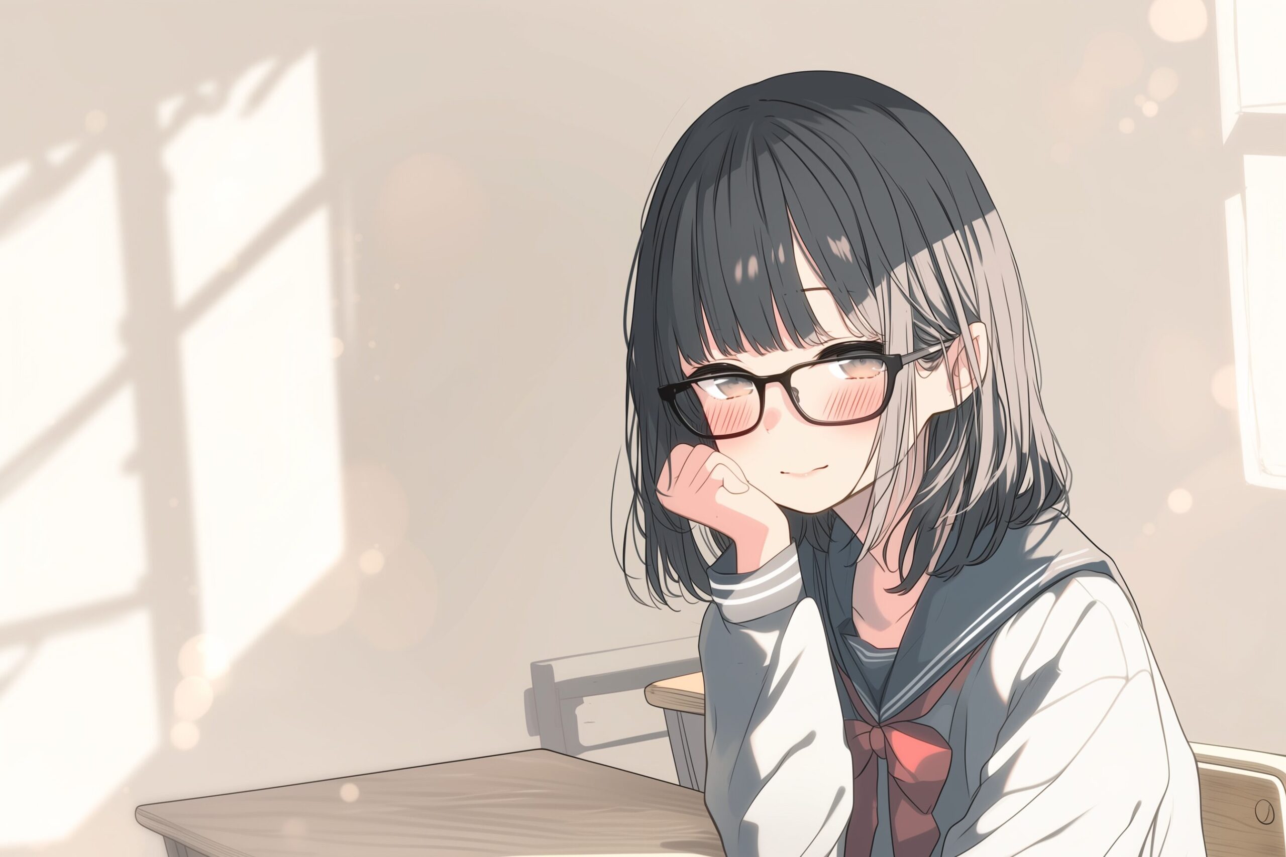 黒髪パッツンめがね女子0