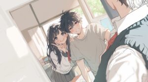 カップルイラスト・卒業式０