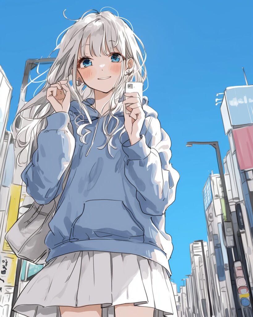 銀髪恥ずかしがり女子０