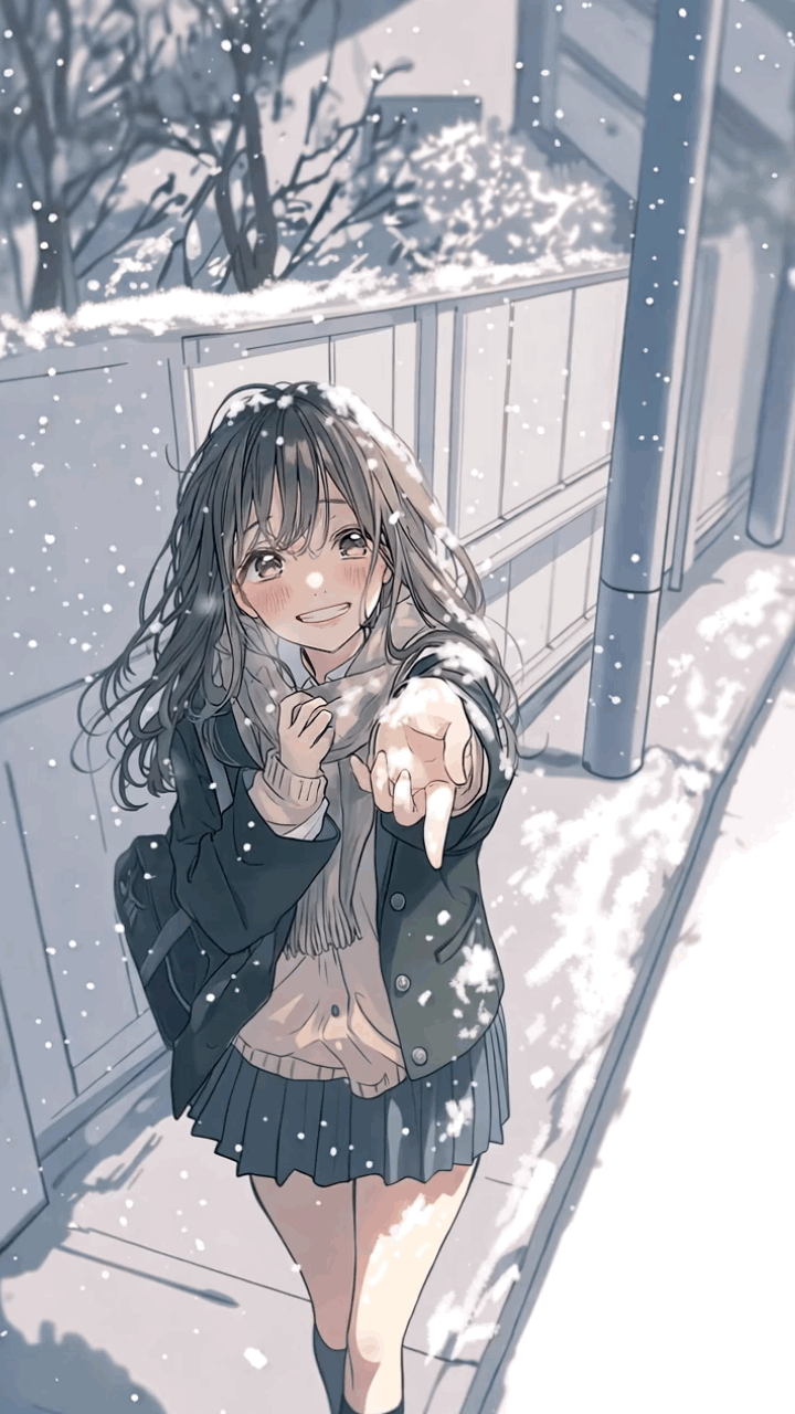 【GIF】雪と女の子